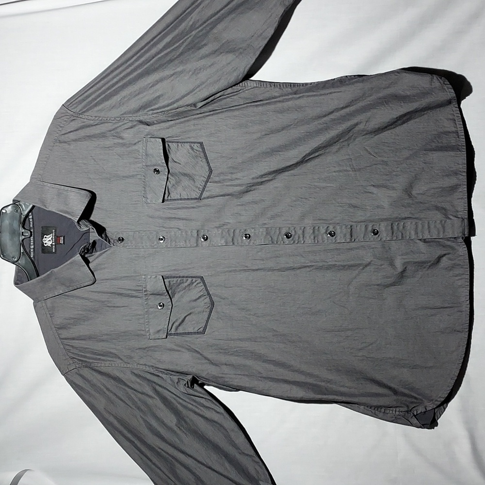 Rock & Republic 100% cotton long sleeve button-up men's shirt size XXL